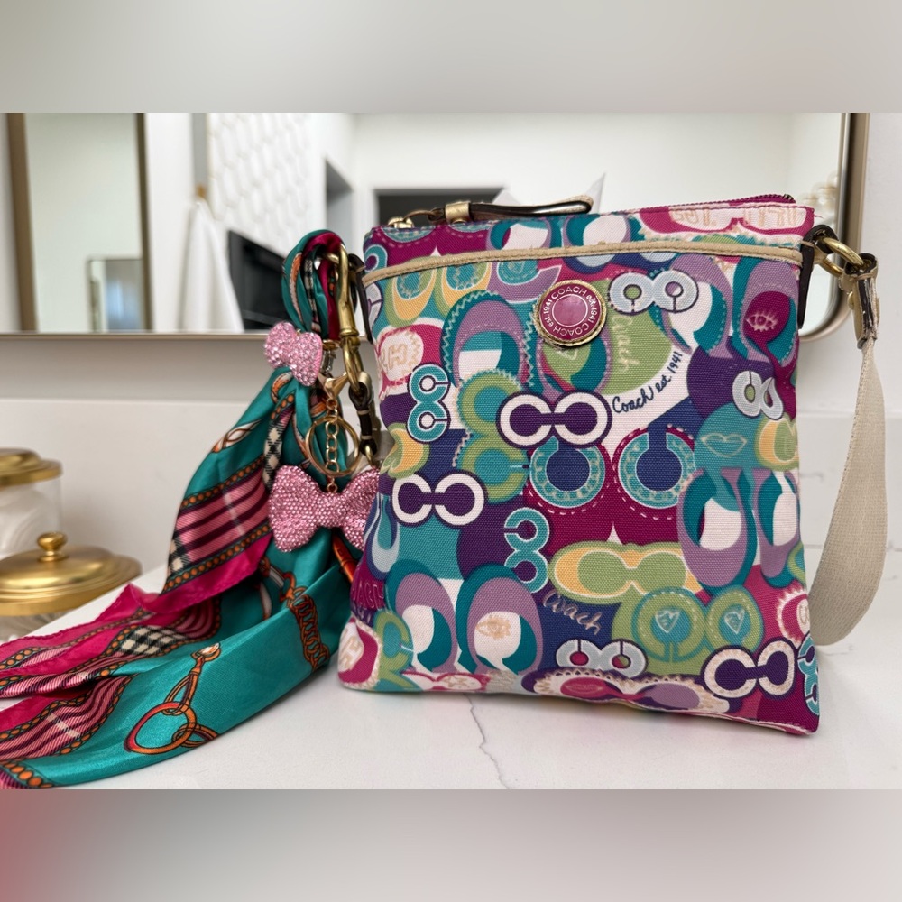 Coach Poppy Vintage Y2K Crossbody with Scarf and Bow Charms